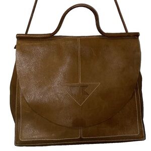 Vintage Brown Leather Satchel Artisan Made Full Grain Structured Bag